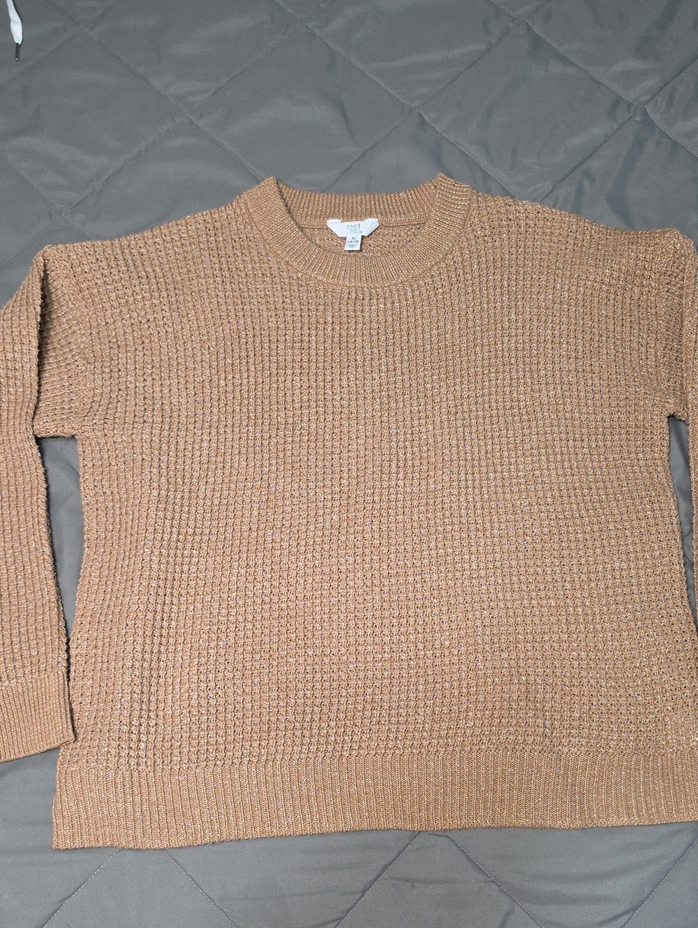Womens Crewneck Knit Sweater in Camel